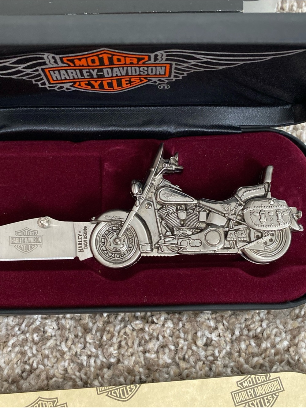 New 1998 Harley-Davidson Motorcycle Pocketknife HD-10 Softail Classic Stainless - Picture 2 of 7